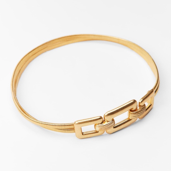 Zara limited edition vintage golden metallic stretch belt you can’t miss - Picture 3 of 4